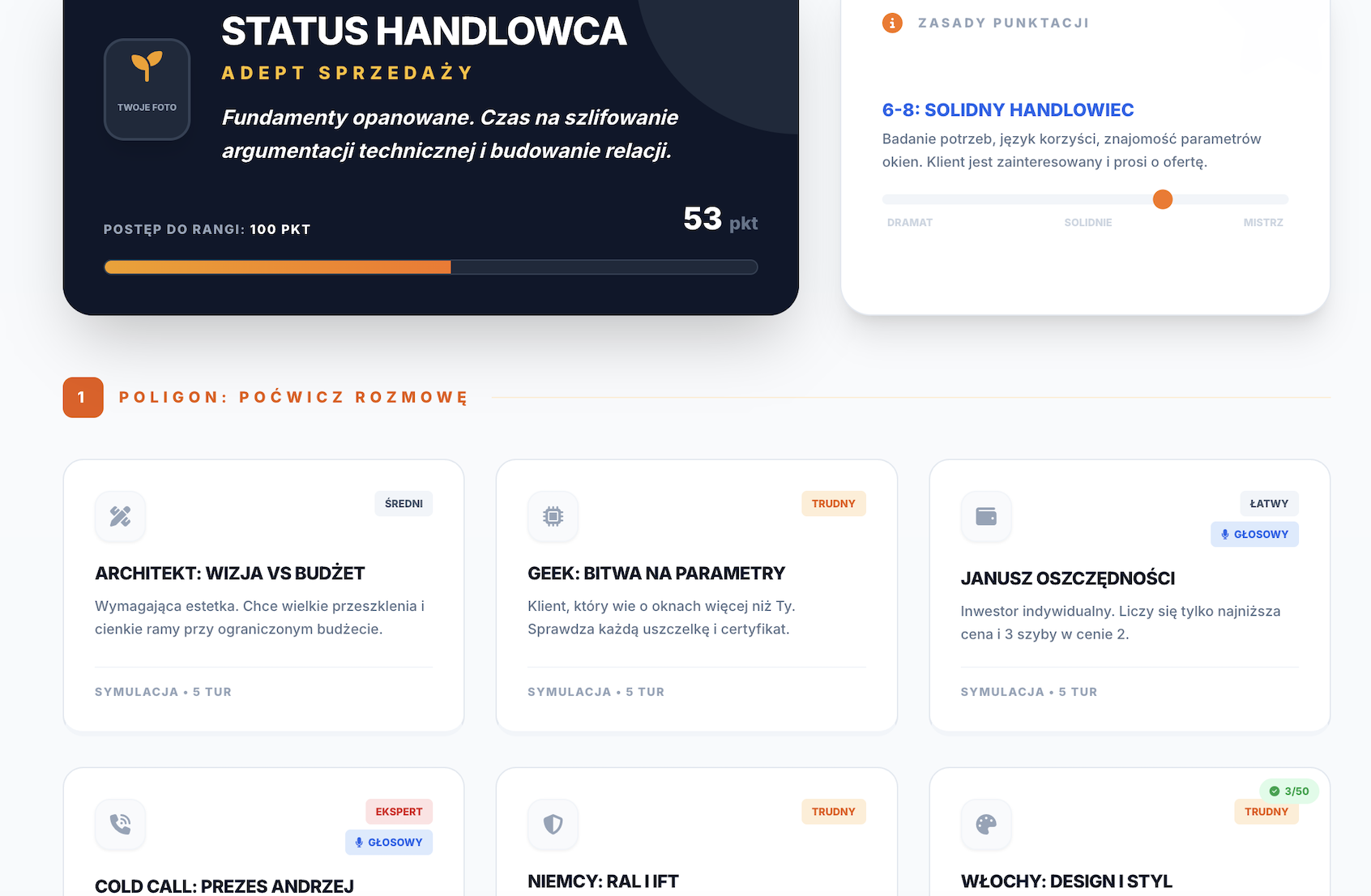 Arena Handlowca - dashboard ze scenariuszami